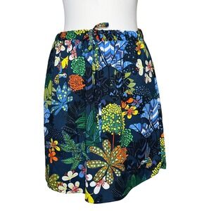 LOFT Petites Tropical Hummingbird Floral Mini Skirt Navy Blue MP Pockets